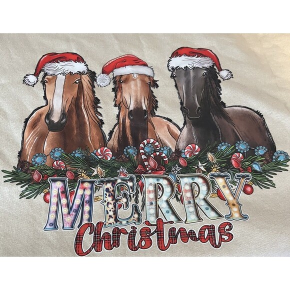 Horse Christmas Sweatshirt Women's M Holiday  Equestrian Western Ugly Sweater - Picture 3 of 15